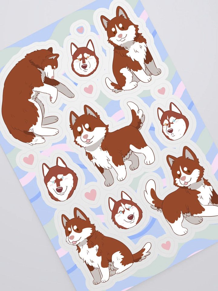 Red Siberian Husky Dog Kiss Cut Sticker Sheet product image (2)