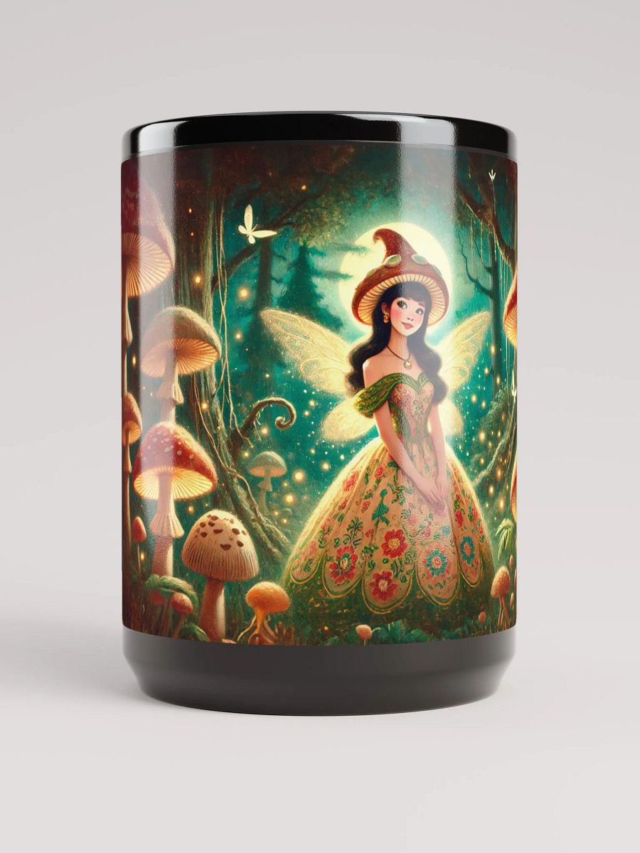 Mushroom Fairy Coffee Cup - 15 oz Black Glossy Mug product image (1)