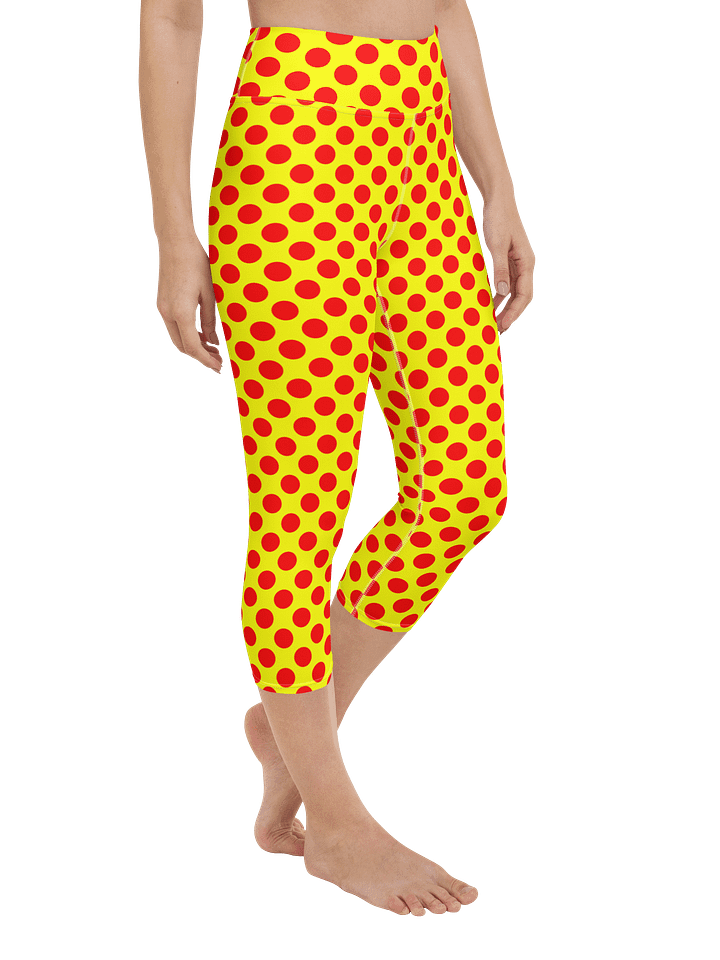 Red Polka Dots on Yellow Yoga Capri Leggings product image (2)