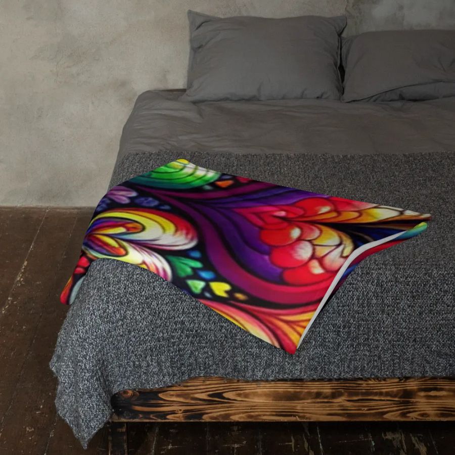 Vibrant Technicolor Hearts Throw Blanket product image (12)