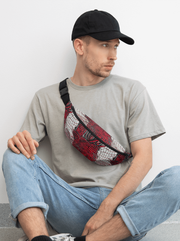 Burgundy, White & Black animal print painted Small Crossbody bag product image (1)