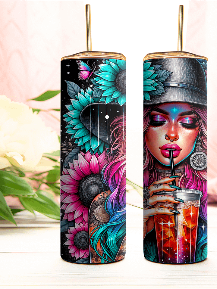 Just A Girl Who Loves Iced Tea Floral Fantasy Stainless Steel Tumbler product image (1)