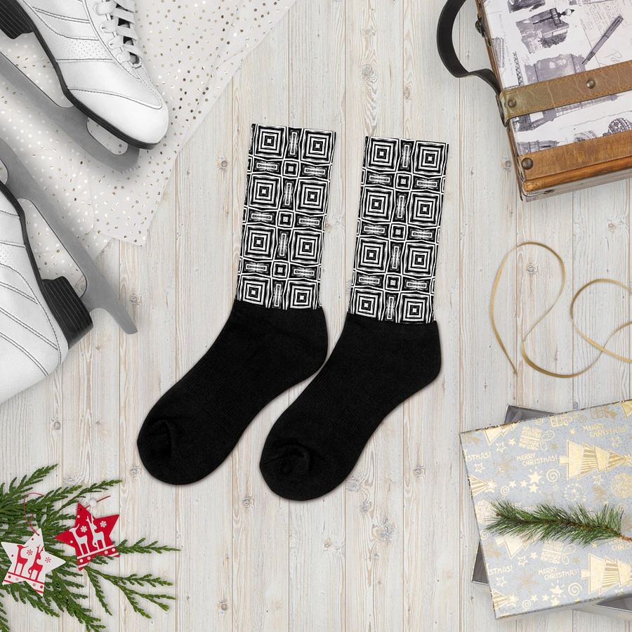 Abstract Monochrome Repeating Pattern Unisex Socks product image (21)