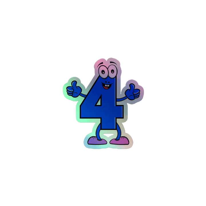 Number 4 Fun Holographic Sticker product image (1)