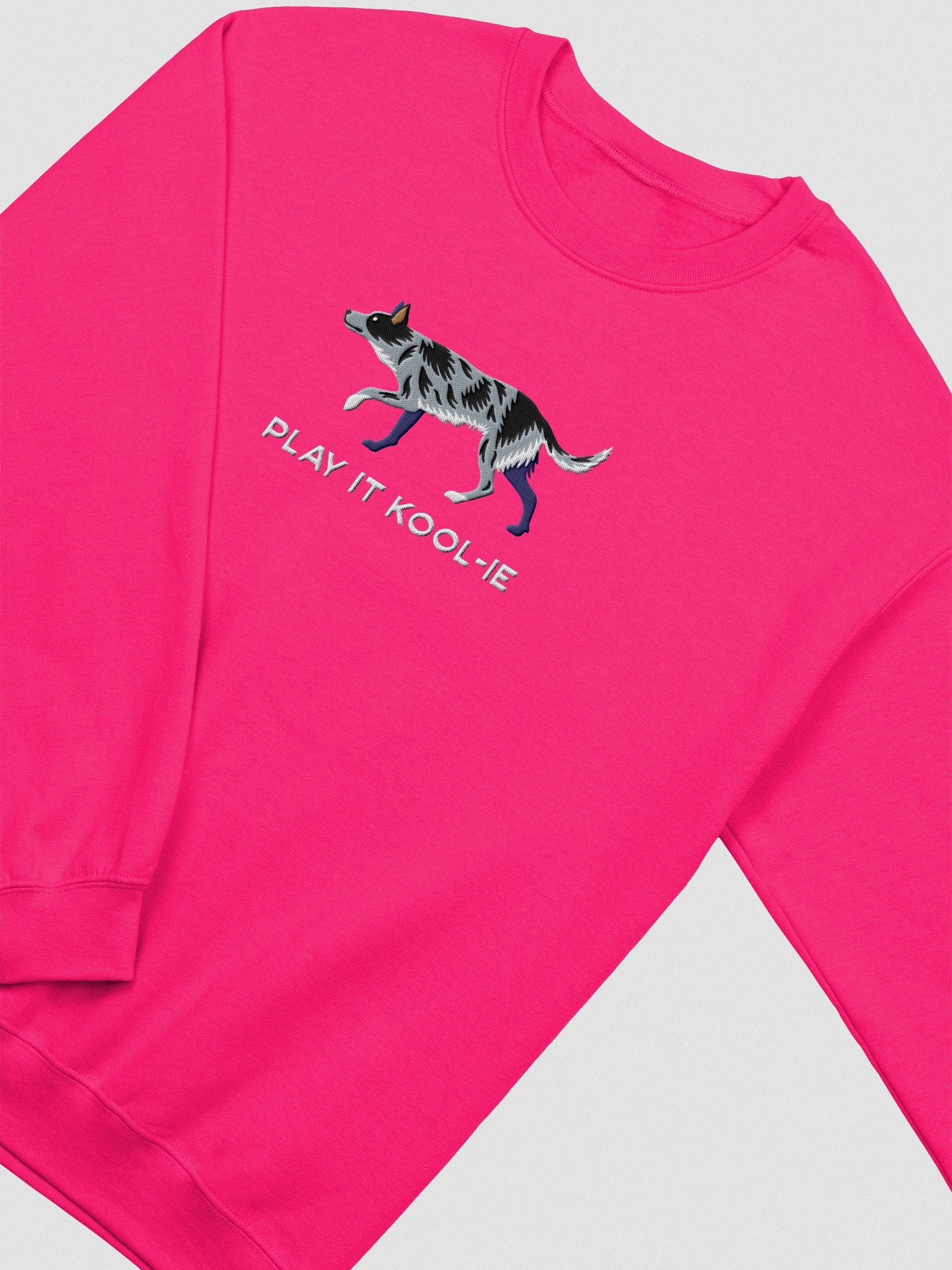 Play It Kool-ie Sweatshirt (Embroidered) of an Australian Koolie(Blue Merle) product image (6)