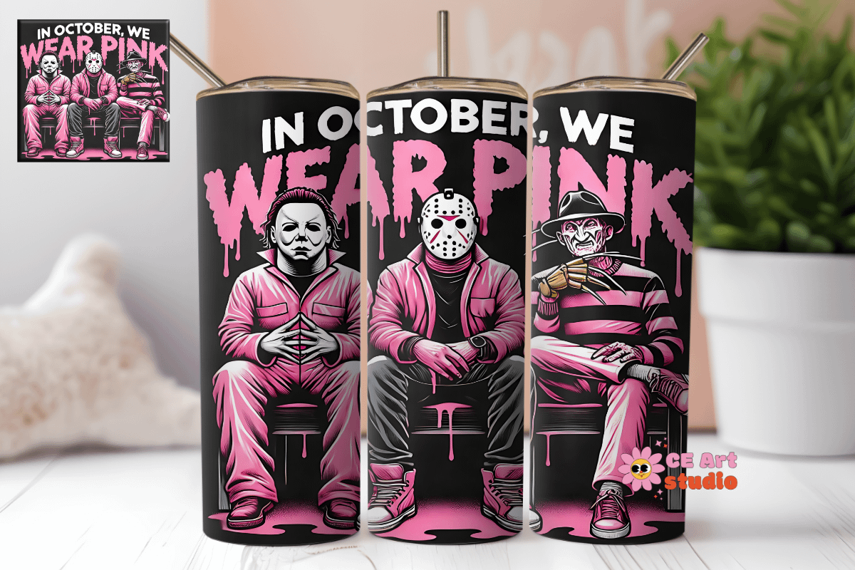 In October We Wear Pink Tumbler Wrap PNG product image (1)