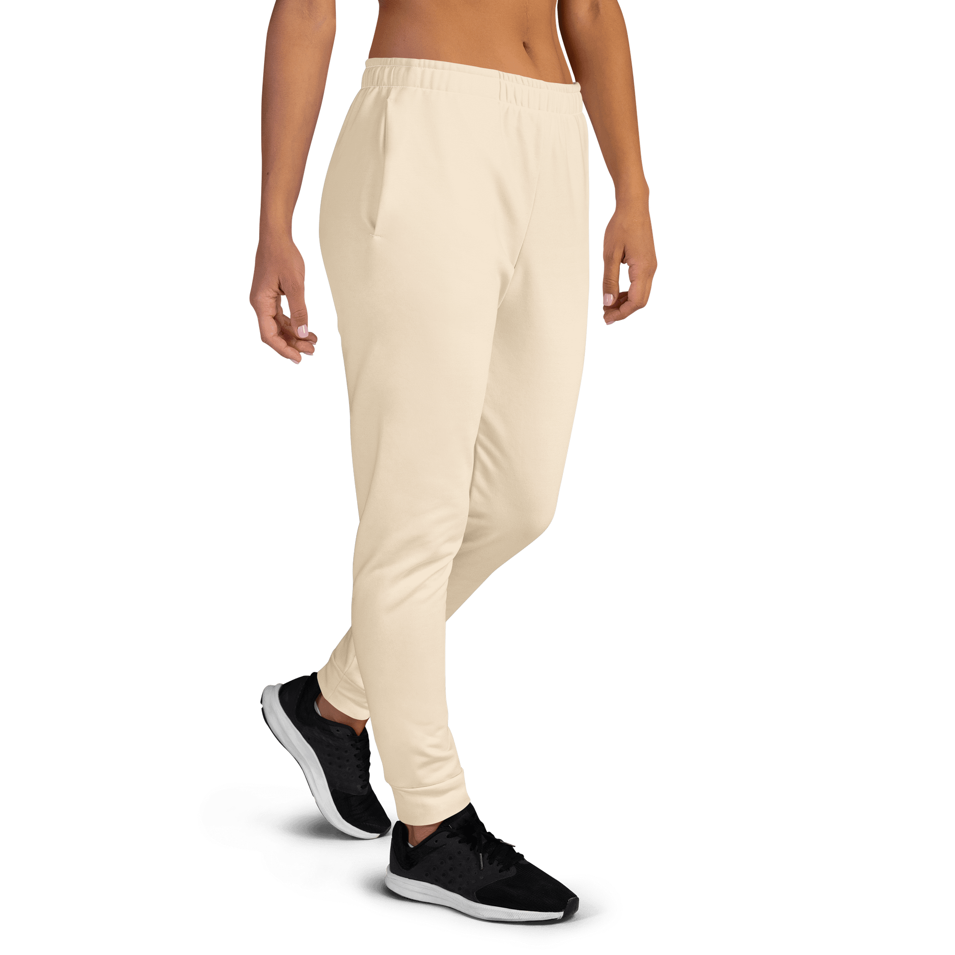 Cream Beige Solid Color Women's Fleece Sweatpants product image (4)