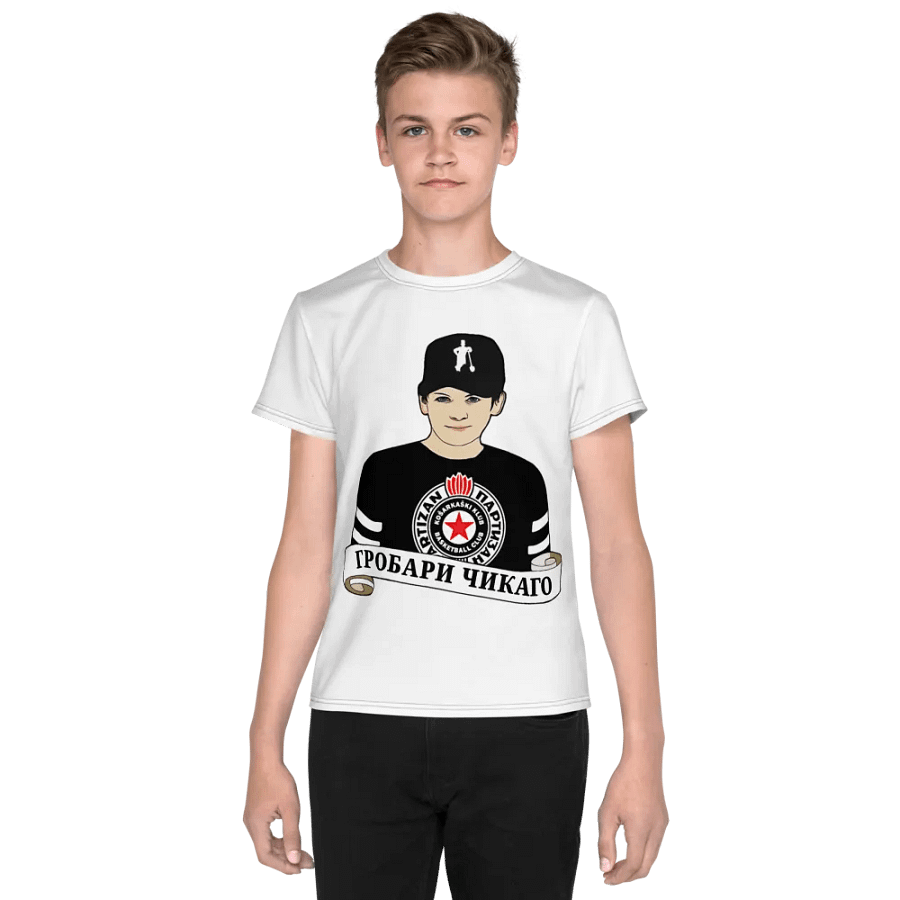 Grobari Čikago KK Partizan All-Over Print Youth Crew Neck T-Shirt product image (1)