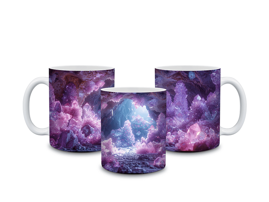 Amethyst Crystal Cave 11oz Coffee Mug – Stunning Gemstone and Geode-Inspired Ceramic Cup – Perfect for Crystal Lovers and Mystical Vibes product image (4)