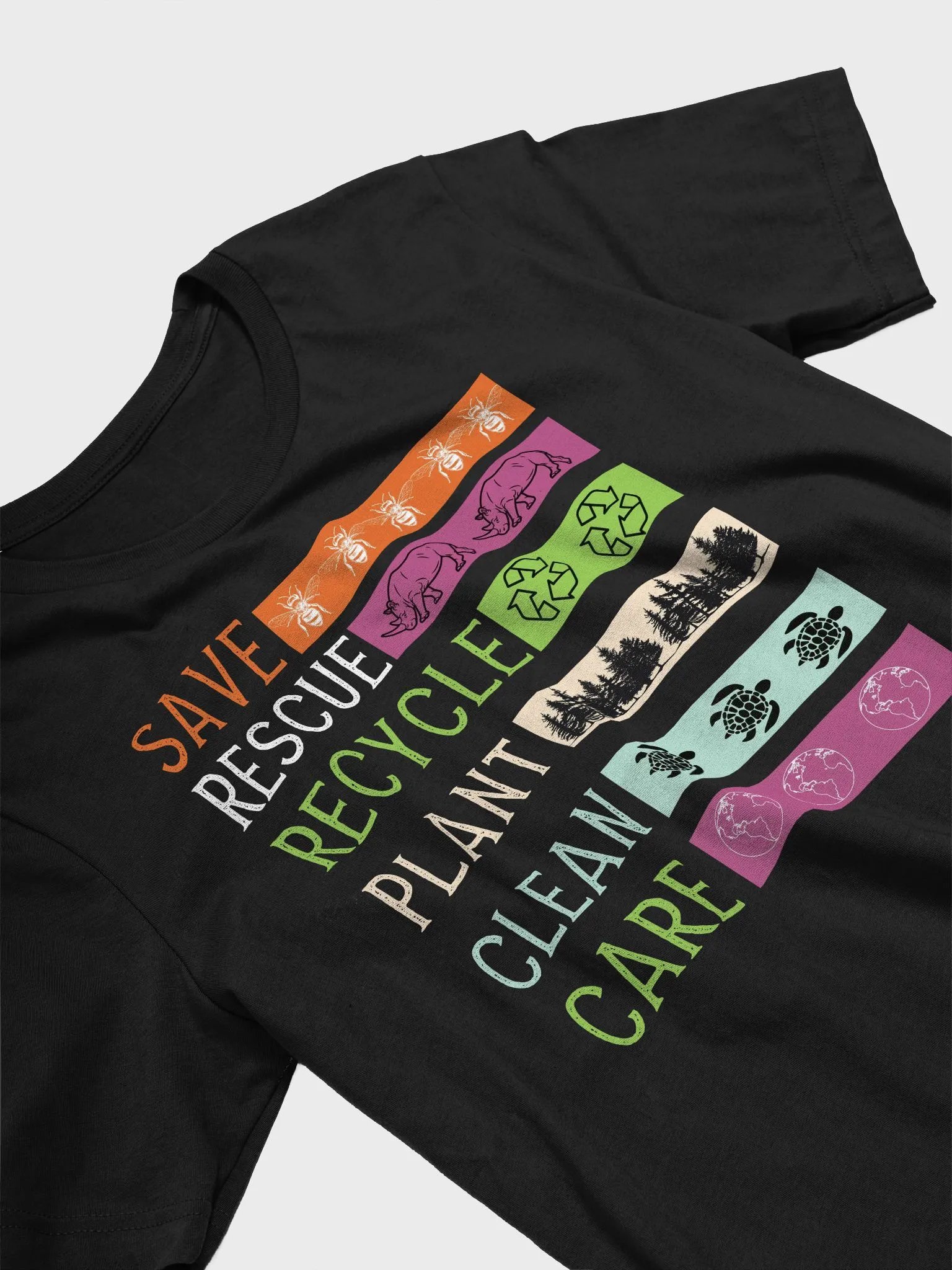 Earth Day Save the Bees Plant More Trees Clean the Seas T-Shirt | Environmental Activist Tee | Eco-Friendly Sustainability Shirt product image (3)
