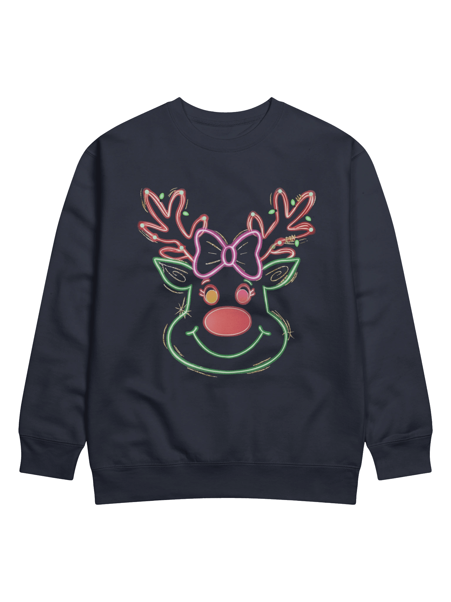 Neon Reindeer Holiday Sweatshirt | Heavyweight Glow Crewneck product image (1)