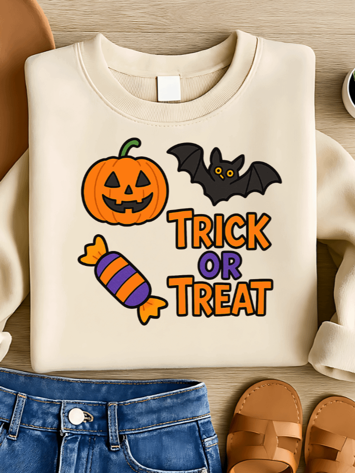 Trick or Treat Icons Sublimation PNG – Fun Halloween Clipart for T-Shirts – Candy & Pumpkin Theme – 300 DPI Instant Digital Download product image (1)