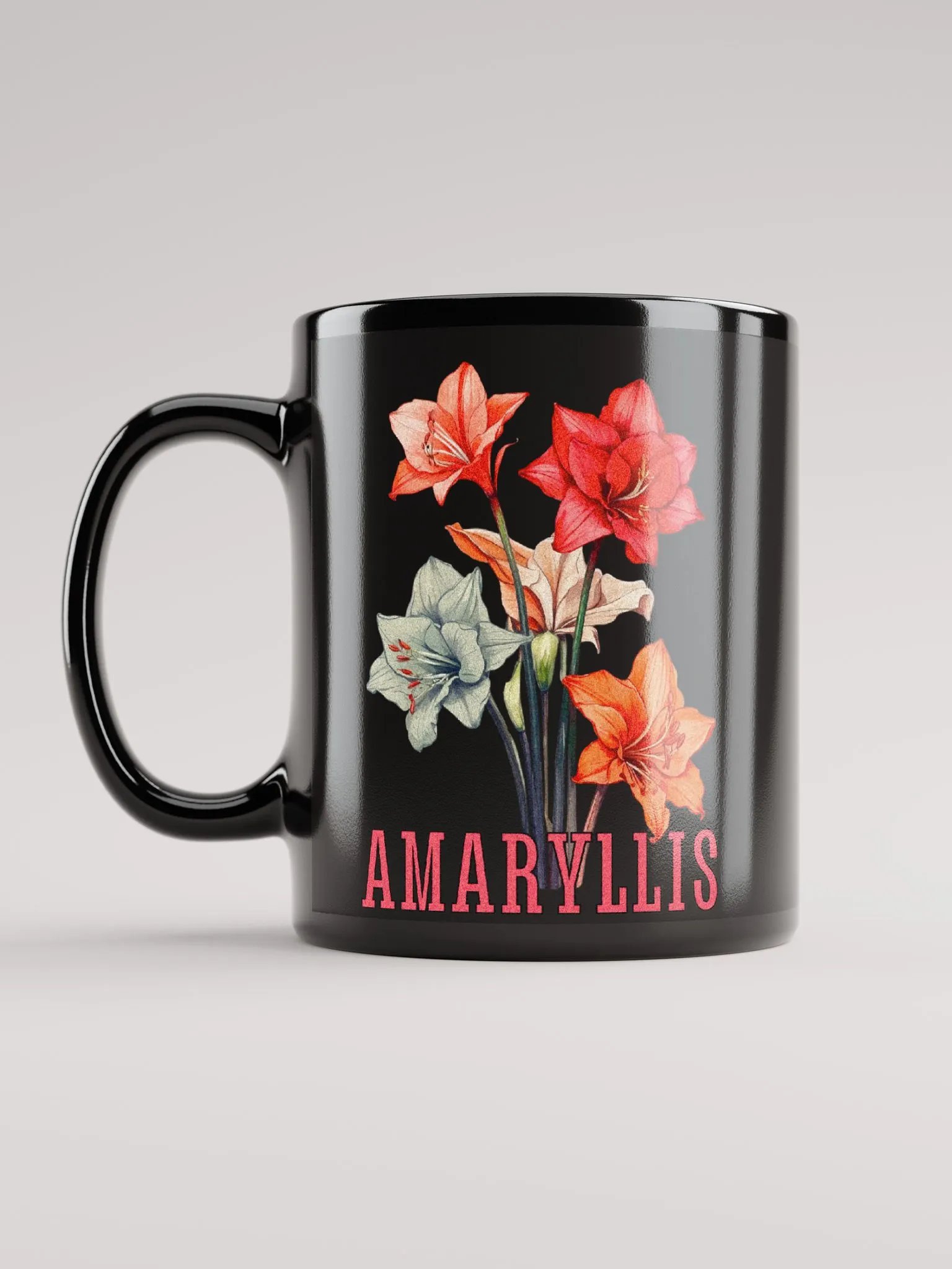 Floral Graphic | Black Coffee Mug | Amaryllis product image (1)