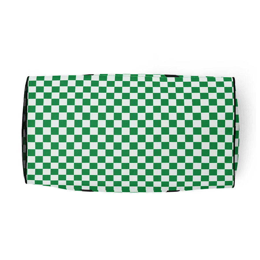 Checkered! Green and White Checkers Duffel Bag product image (5)