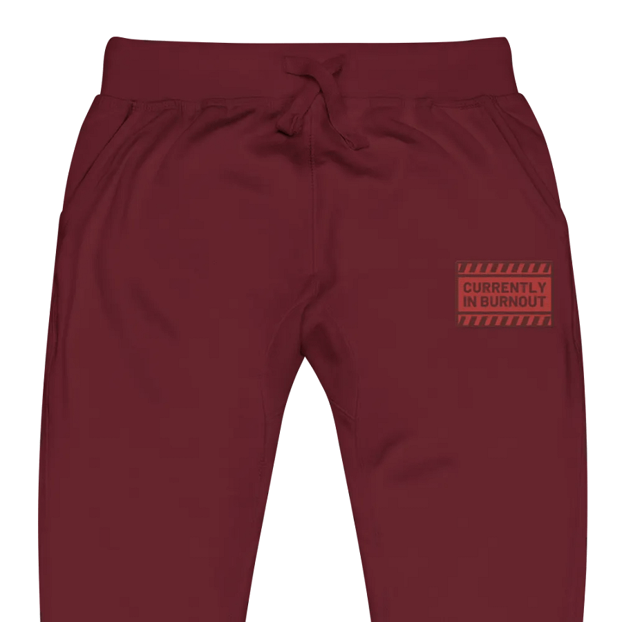 CURRENTLY IN BURNOUT (cherry design) embroidered fleece joggers product image (7)