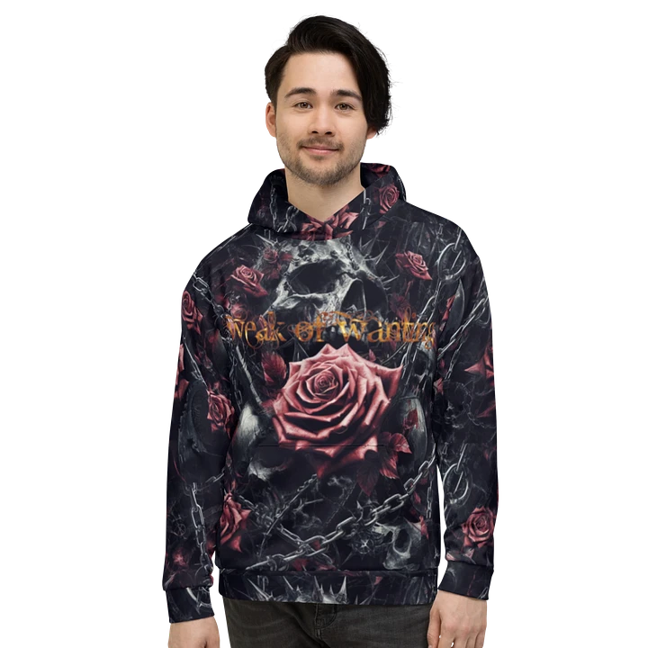 Weak Of Wanting Gothic Skull & Roses Fire Logo Hoodie (Front, Back & Sleeve Print) product image (1)