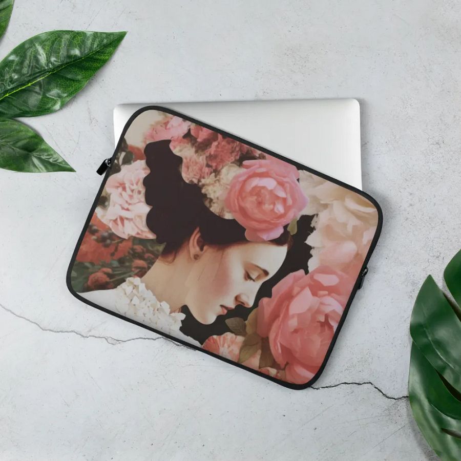 Vintage Lady Floral Elegance Laptop Sleeve product image (2)