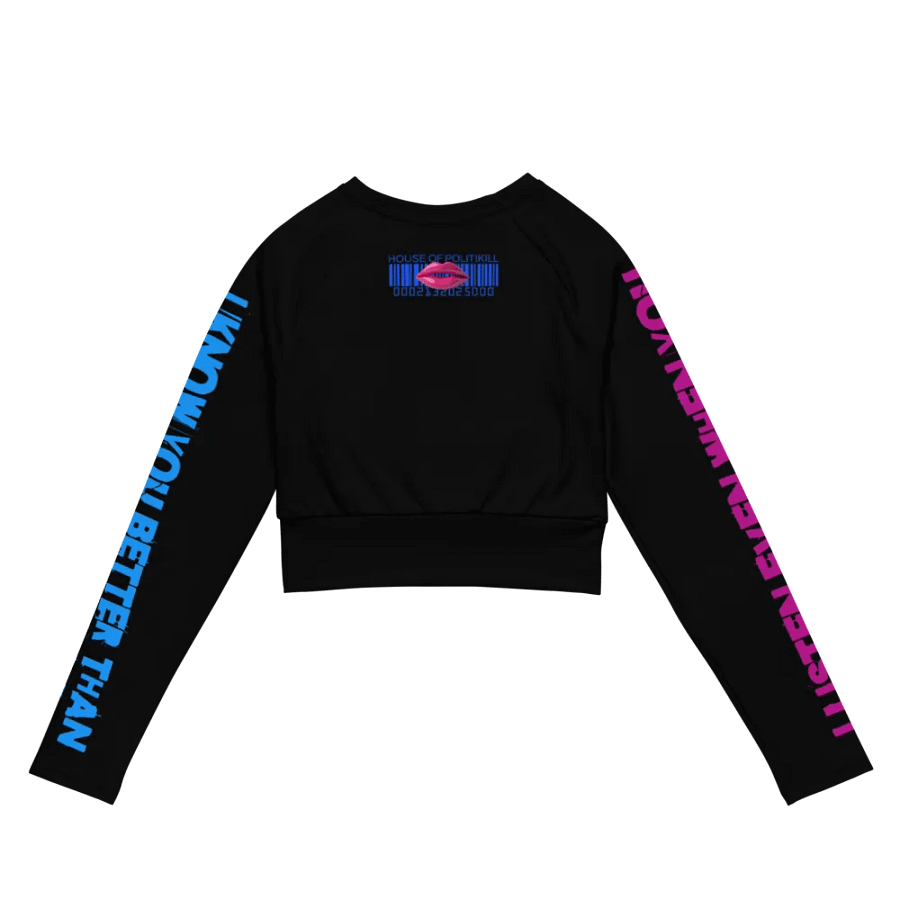 DARK SIRI OBSESSION LONG SLEEVE CROPPED TOP - GOTH CYBERPUNK STATEMENT TECHWEAR product image (4)