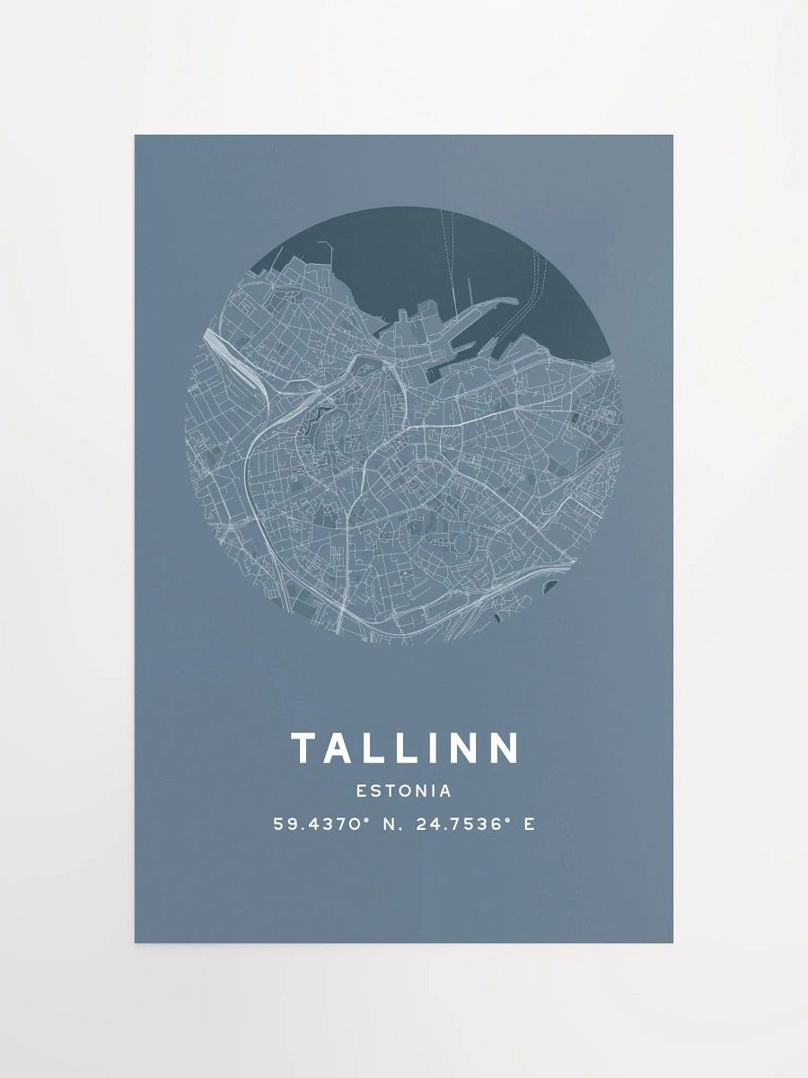 Tallinn Street Map Poster – Blue Minimalist Circular City Art product image (3)
