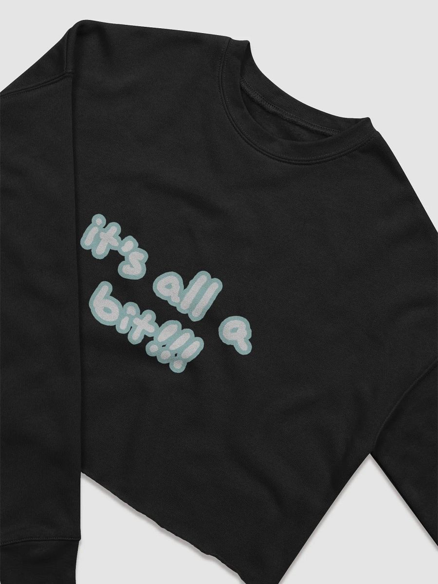 “It’s all a bit!!!” (sm. lined design, #CCE1C4) Women's Fleece Crop Sweatshirt product image (1)