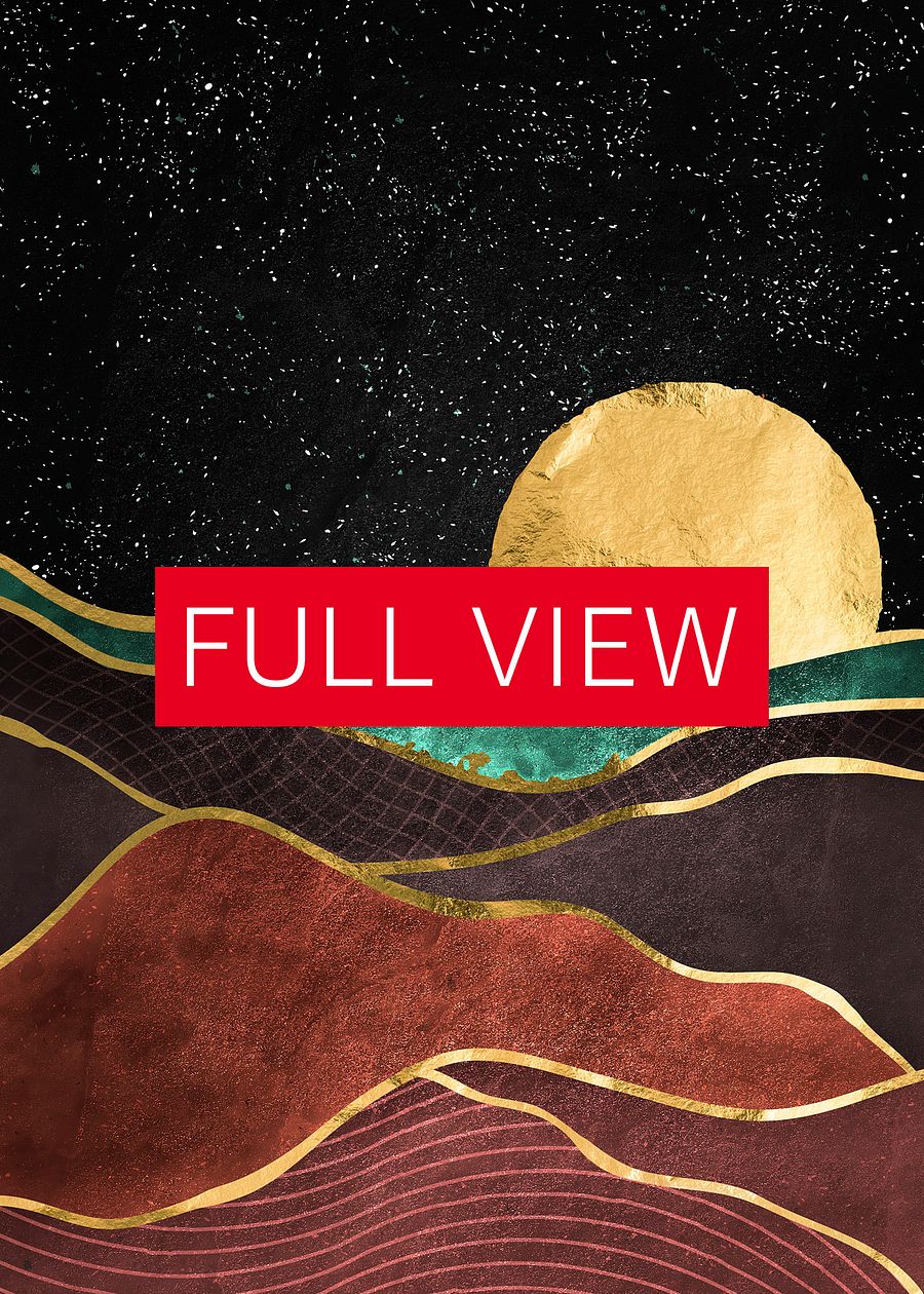 Golden landscape with moon #1 — Japanese golden poster, travel poster, aesthetic poster product image (3)