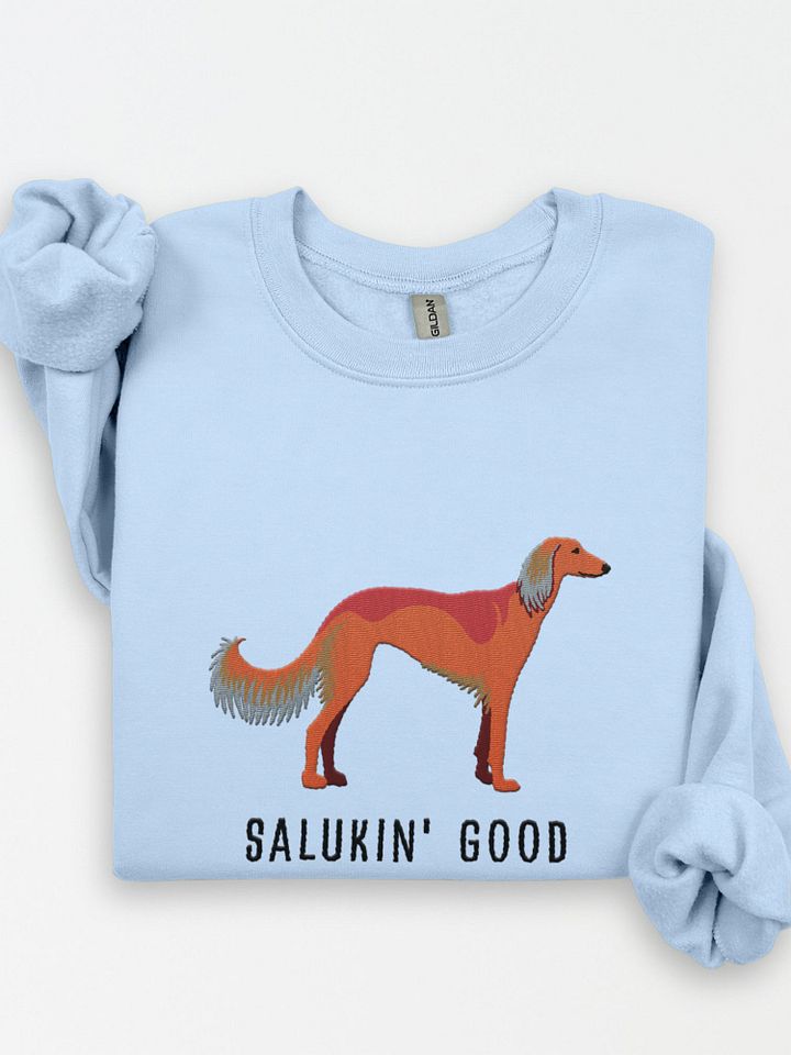 Salukin' Good Sweatshirt (Embroidered) of a Saluki(Red) product image (1)