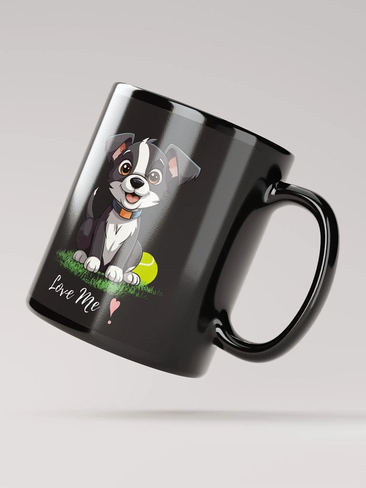 Playful Pup Black Glossy Mug product image (3)