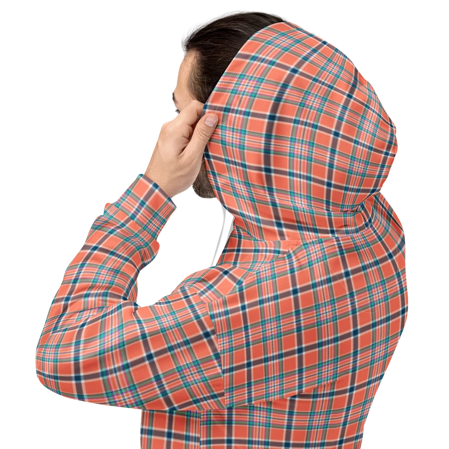 Orange Coral and Blue Plaid Hoodie product image (8)