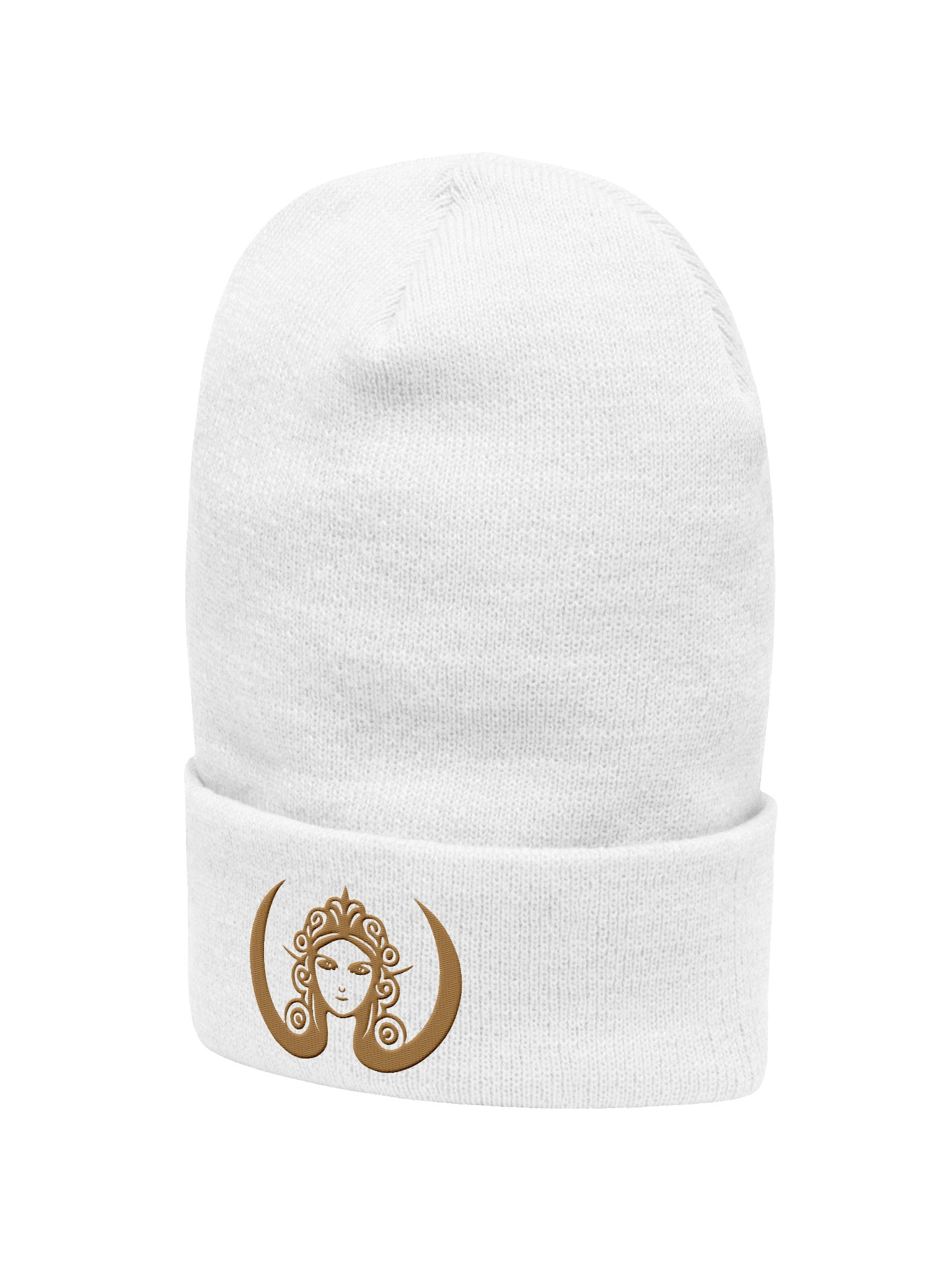 CIRCEMOON Signature Goddess Emblem Beanie - white and gold product image (2)