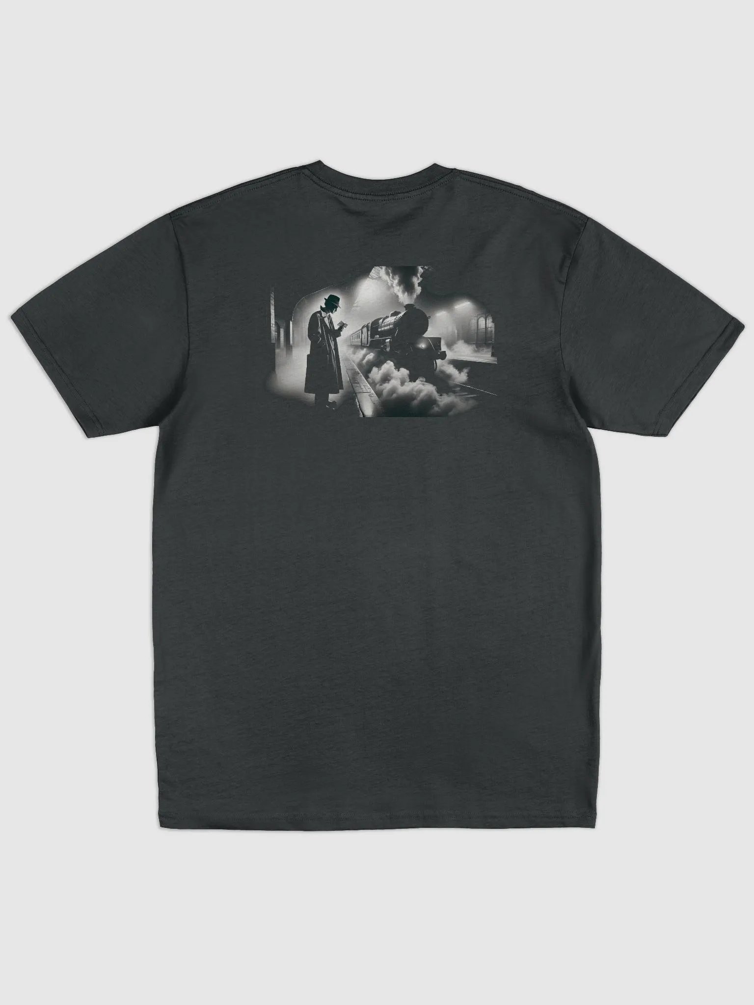 Mystery Departure: Noir Train Station Encounter (Mens Tee) product image (1)