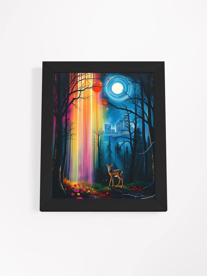 Magical Deer in an enchanted forest, eco friendly wood framed print product image (2)