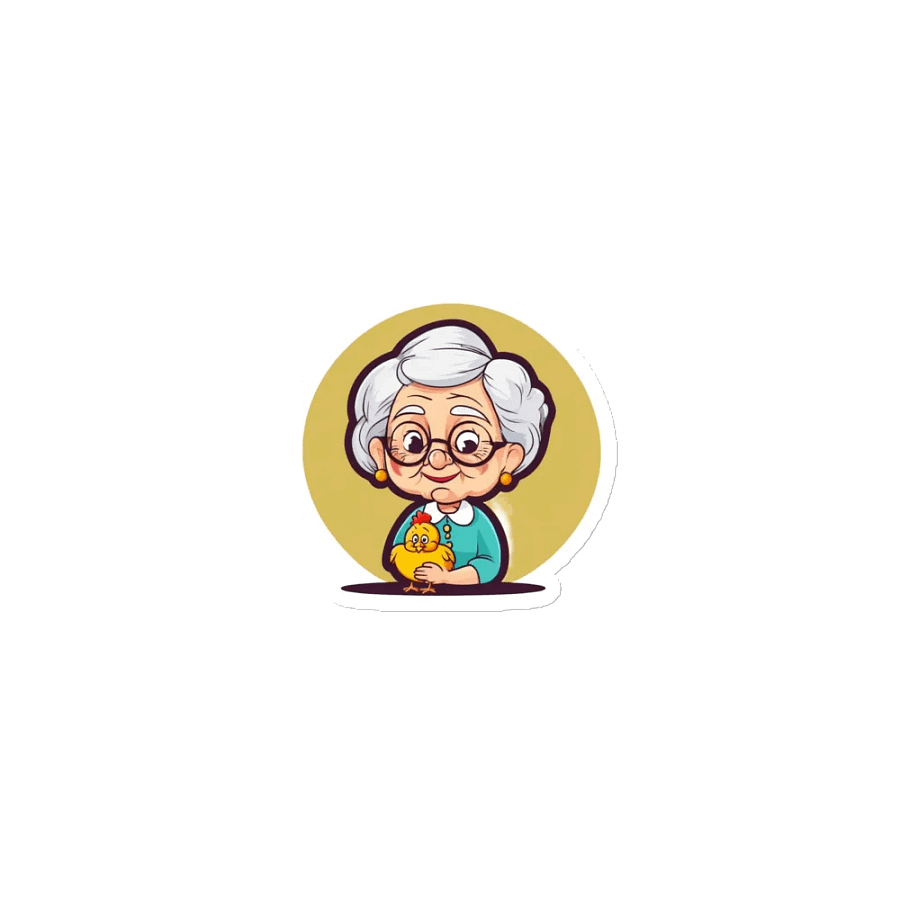 Elderly Woman and Chicken Die-Cut Magnets product image (1)