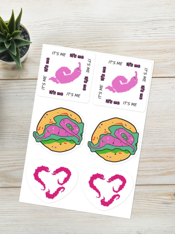 Worm on a String kiss cut sticker sheet product image (1)