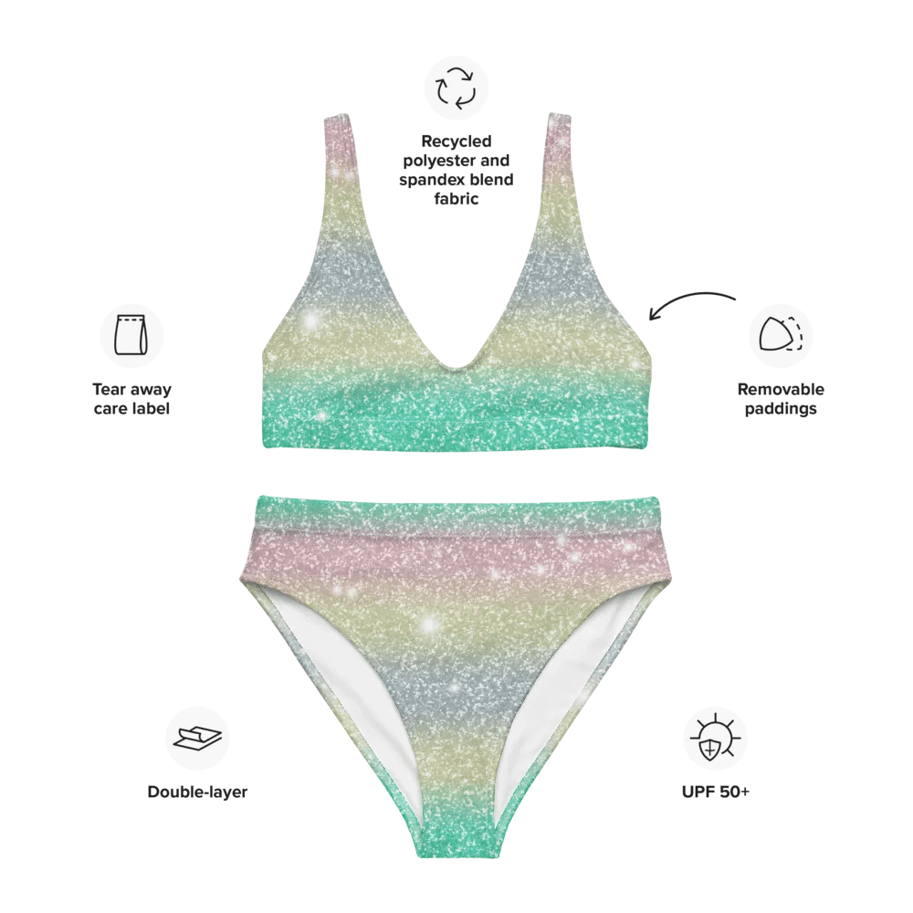 Glitter Unicorn Texture Design High Waisted Bikini (1) product image (3)