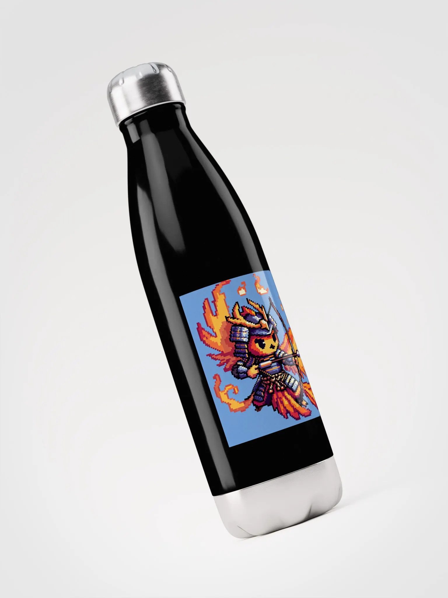Pixel Art Phoenix Samurai Stainless Steel Water Bottle product image (3)