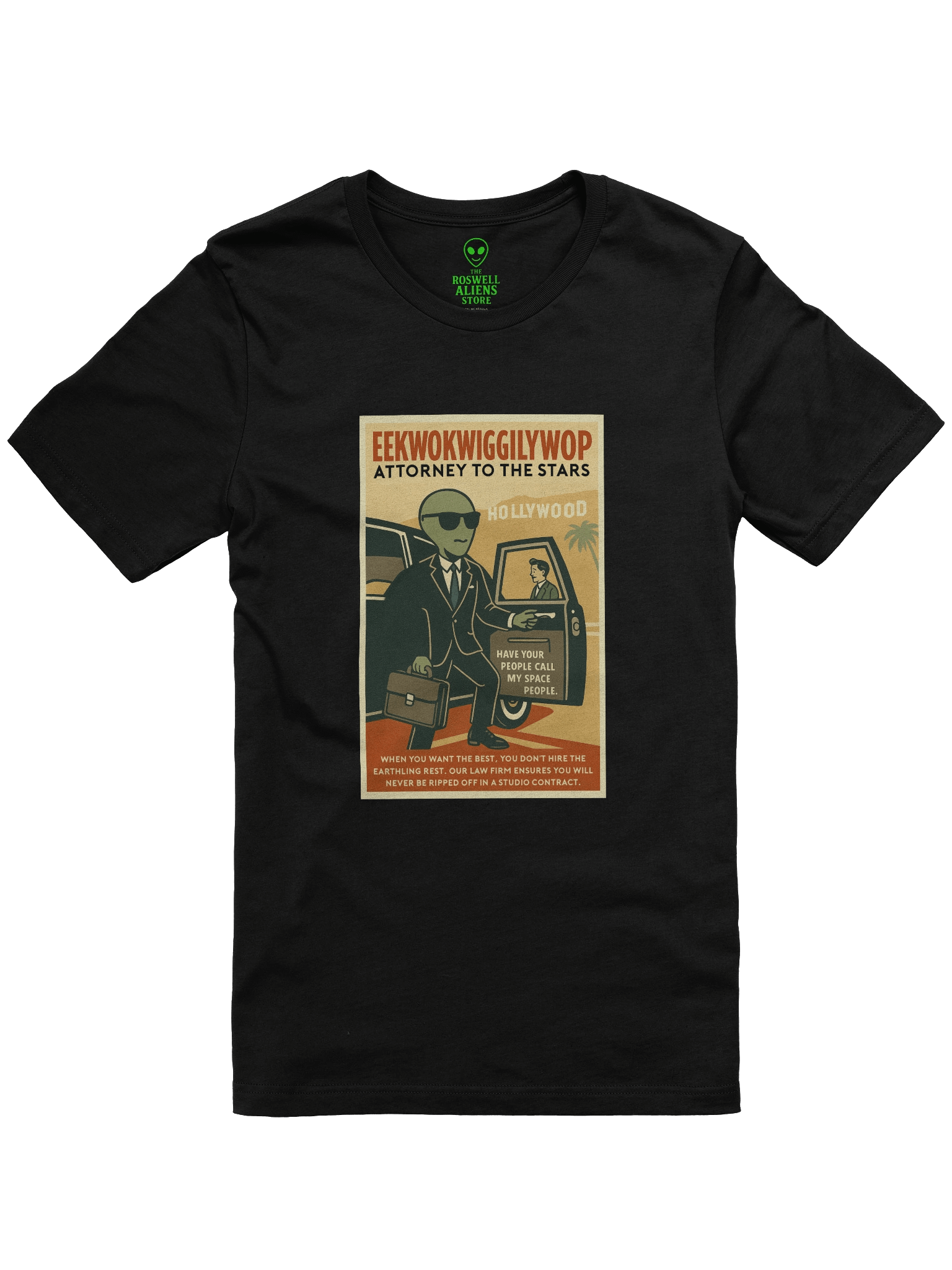 Attorney to the Stars Roswell Aliens 1950's Retro Poster Unisex T-Shirt product image (1)