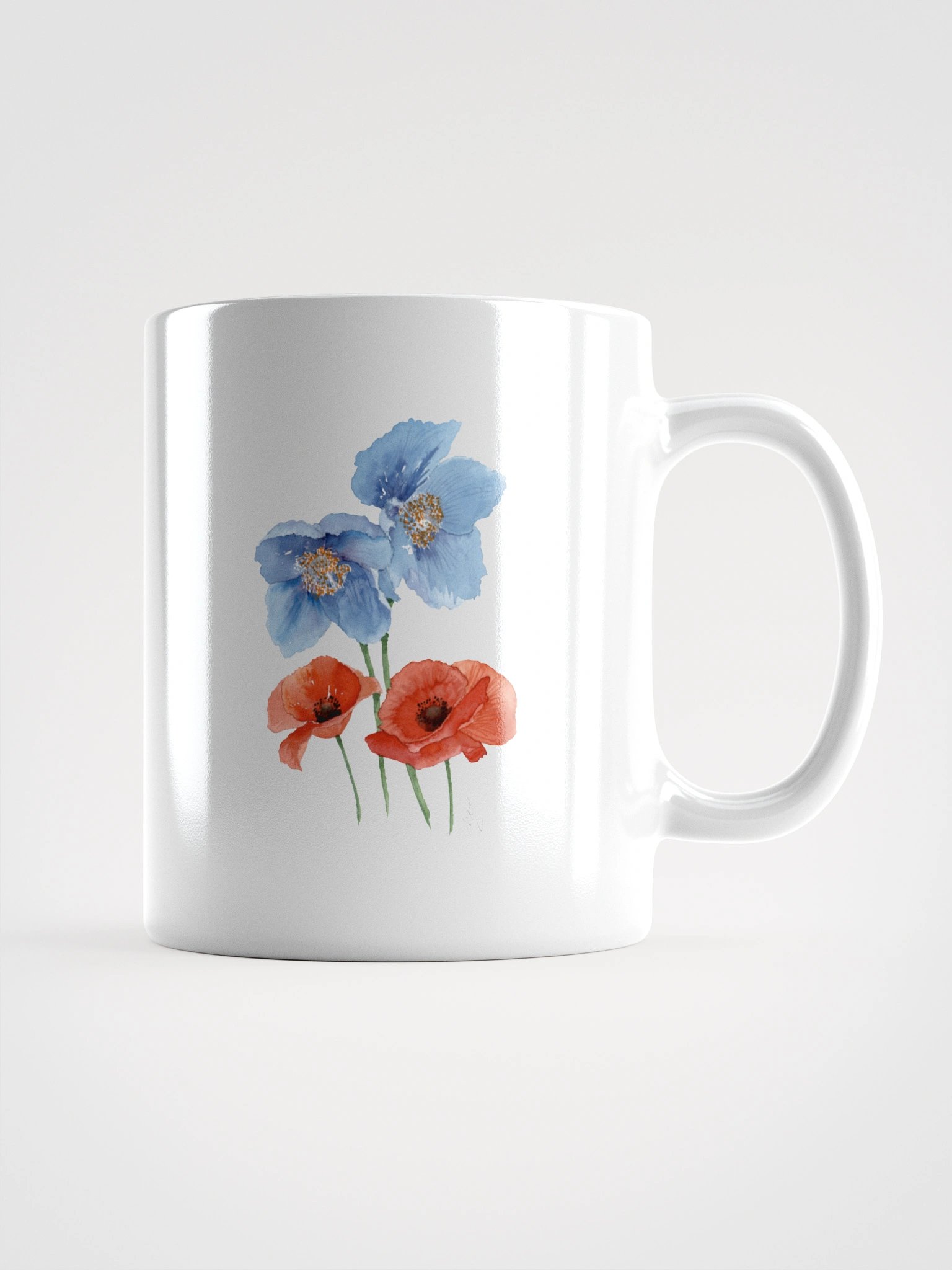 Blue & Red Poppies White Glossy Mug product image (1)