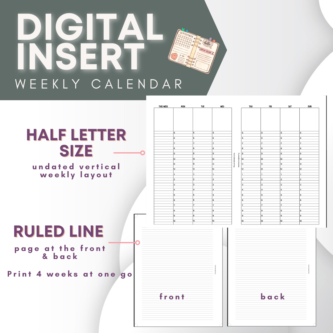 Vertical Weekly Layout - Half Letter size product image (4)