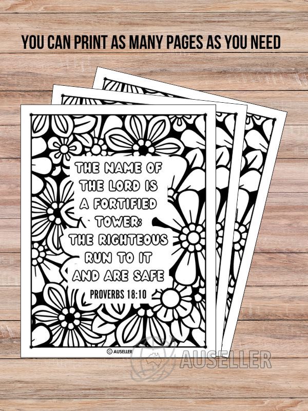 Printable Christian Colouring Book For Women - Colour In Words Of Wisdom: PROVERBS product image (4)