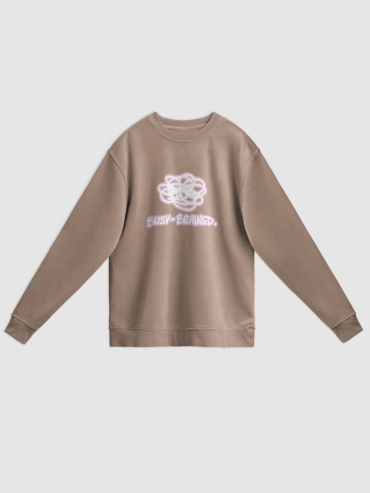 BUSY-BRAINED (lined design, #E1B9CE) printed pigment crewneck product image (7)