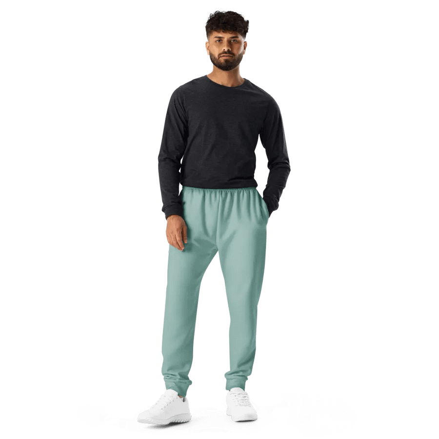 Plain Light Teal Green Soft Summer Recycled Polyester Premium Men's Joggers by Treasure Pie product image (11)