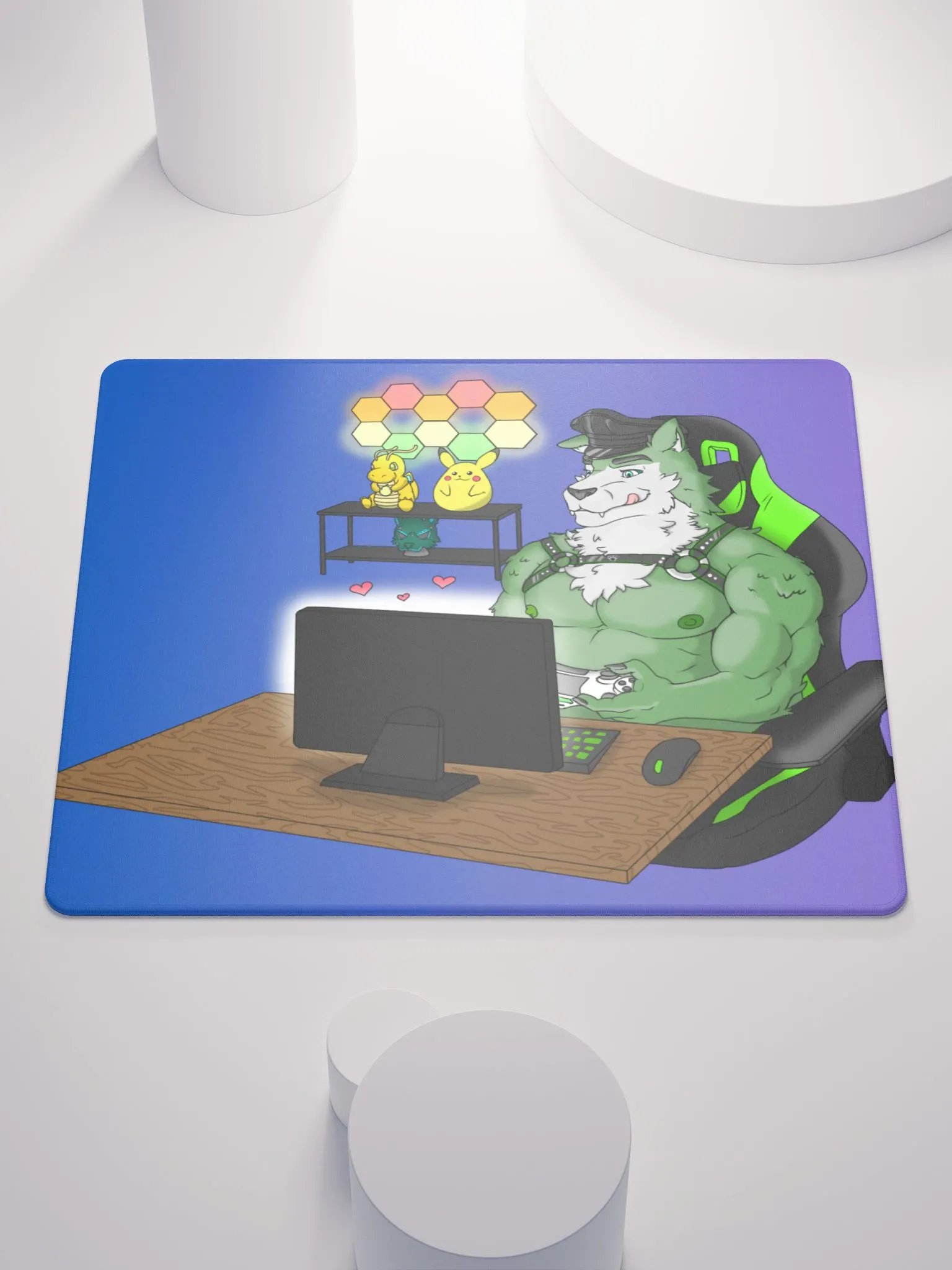 Cozy Wolf Dad Gaming Mouse Pad (Purple / Left) product image (2)