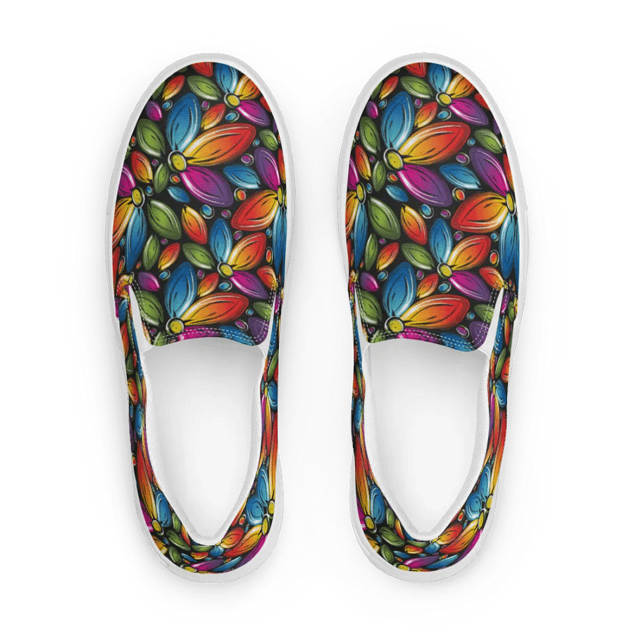 Psychedelic Flowers Slip On Women's Canvas Footwear product image (1)