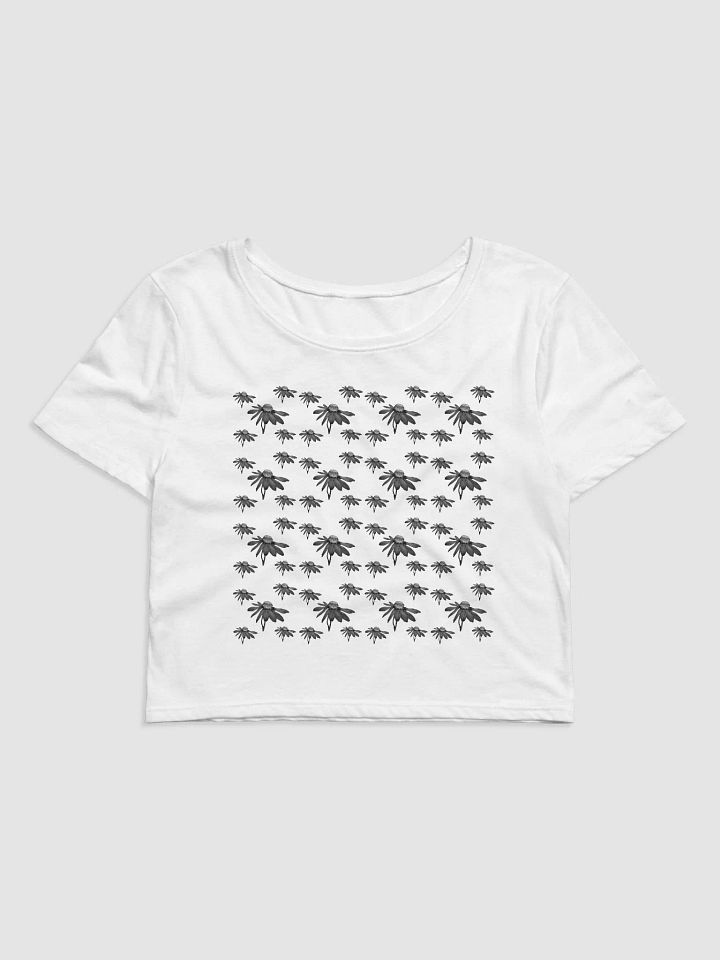 Abstract Dark Monochrome Cone Flower Repeating Pattern Women's Cropped T Shirt product image (2)
