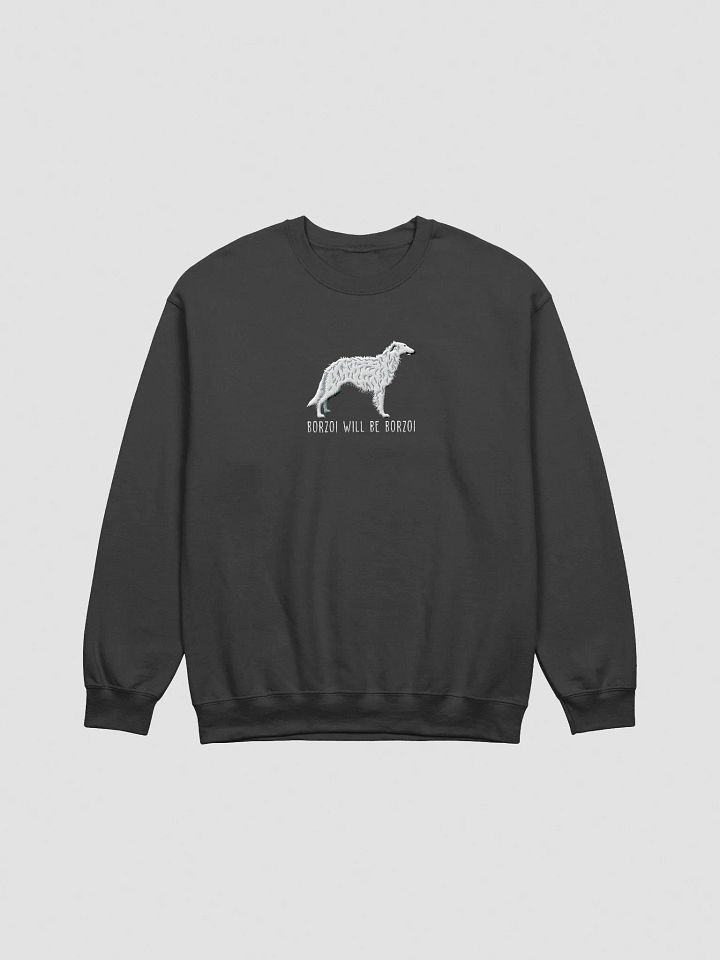 Borzoi Will Be Borzoi Sweatshirt (Embroidered) of a Borzoi(White) product image (2)