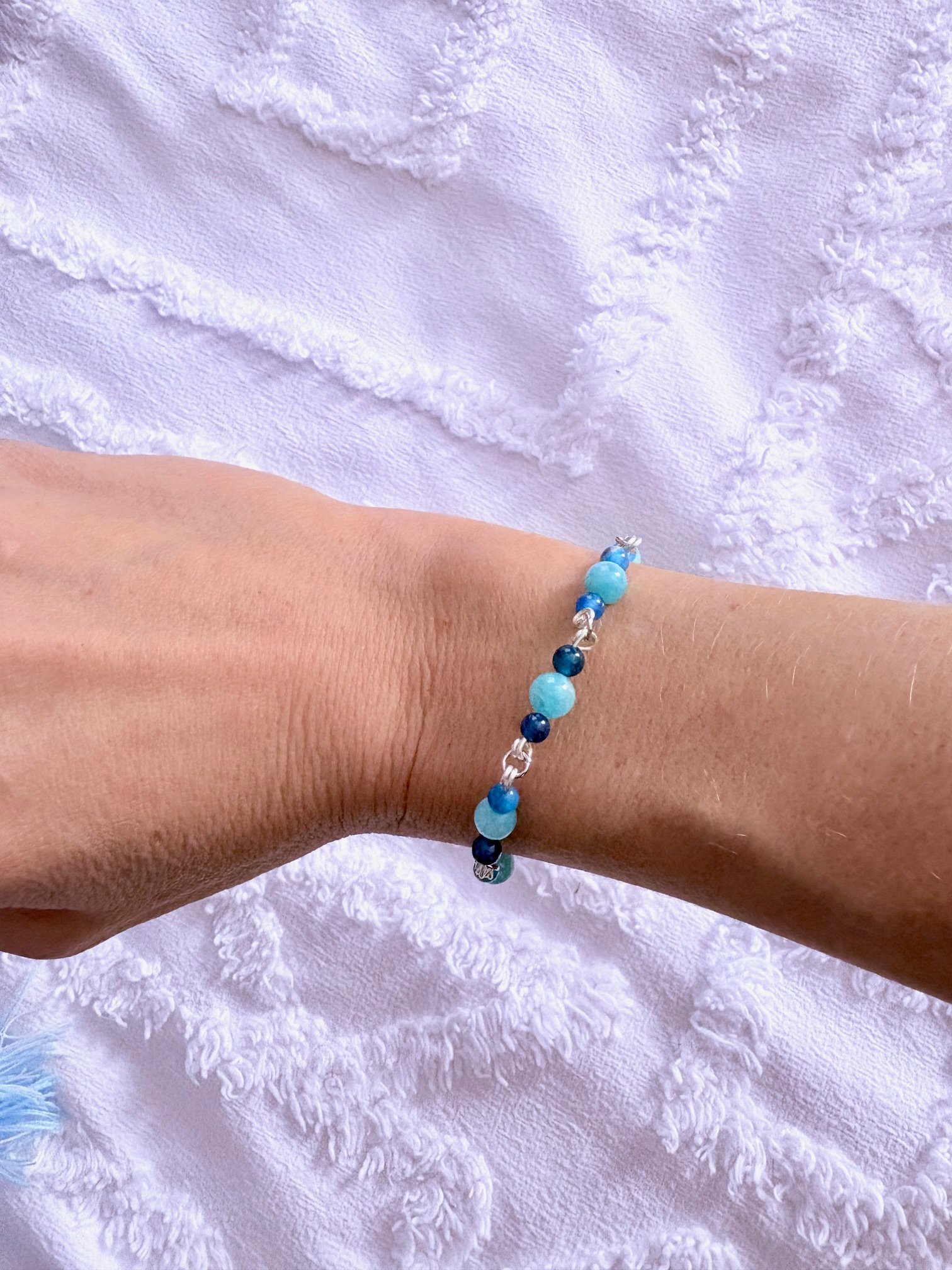 MFD-00272 | Pebble Sea Glass Bracelet | Wire Wrapped Links | by Monique Faella Designs™ product image (4)
