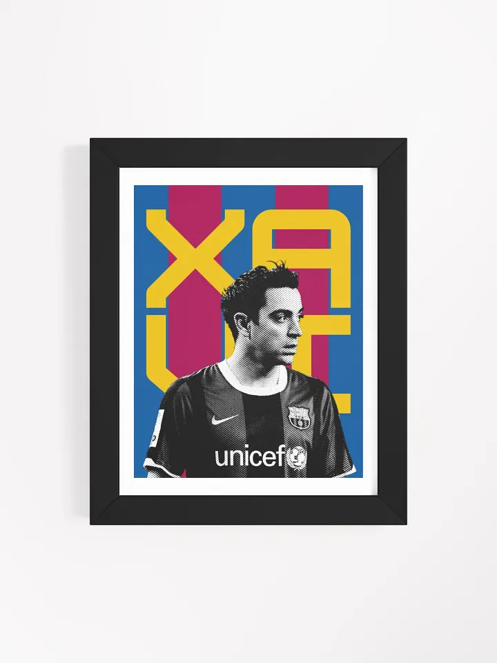 Xavi Hernández BW Barcelona Name Art Framed Print product image (2)