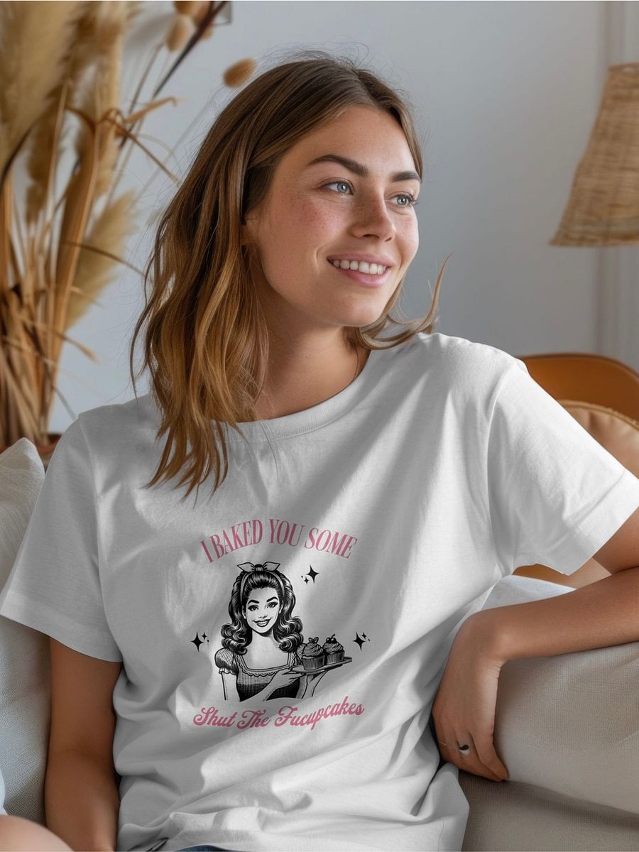 Funny Retro T-Shirt – "I Baked You Some Shut the F*cupcakes" – Sarcastic Vintage Graphic Tee for Women product image (7)