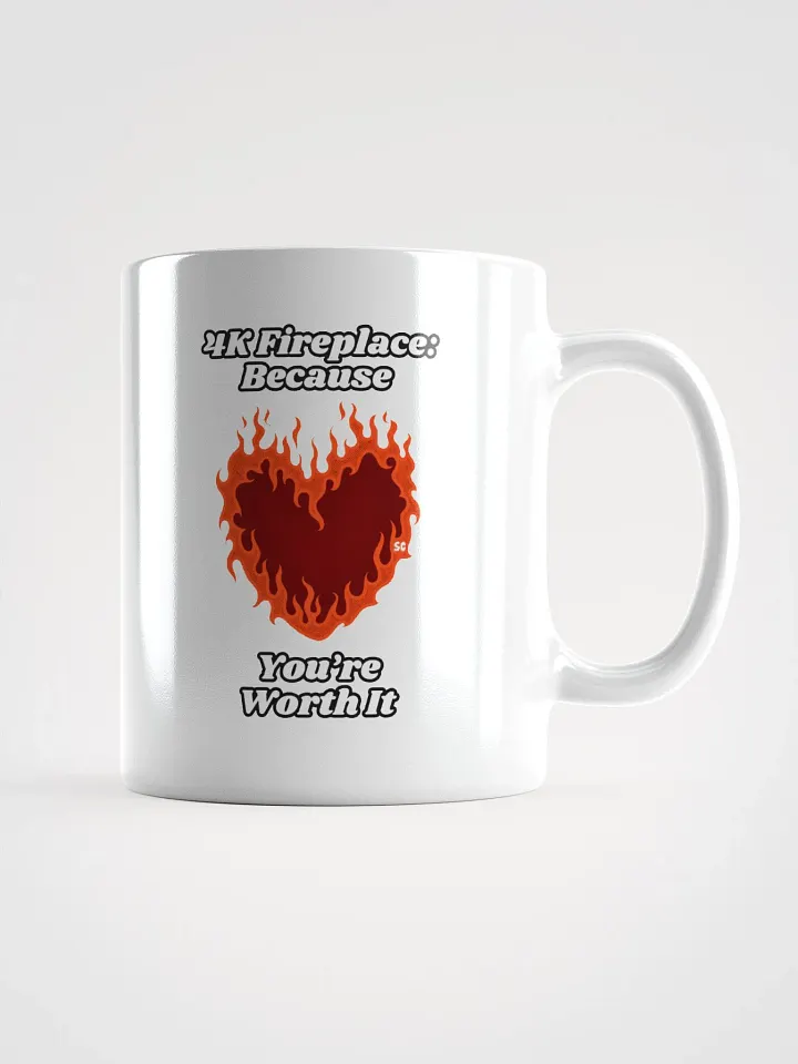 Flaming Heart - 4K Fireplace: Because You're Worth It | White Glossy Mug product image (1)