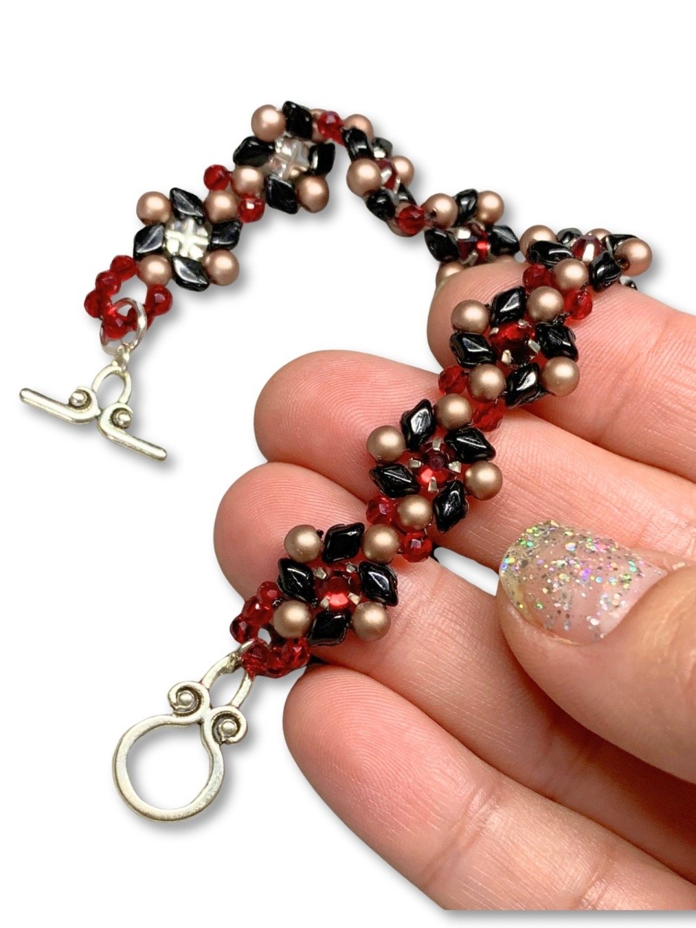 Cherry Picked Beaded Crystal Bracelet - Red, black product image (4)